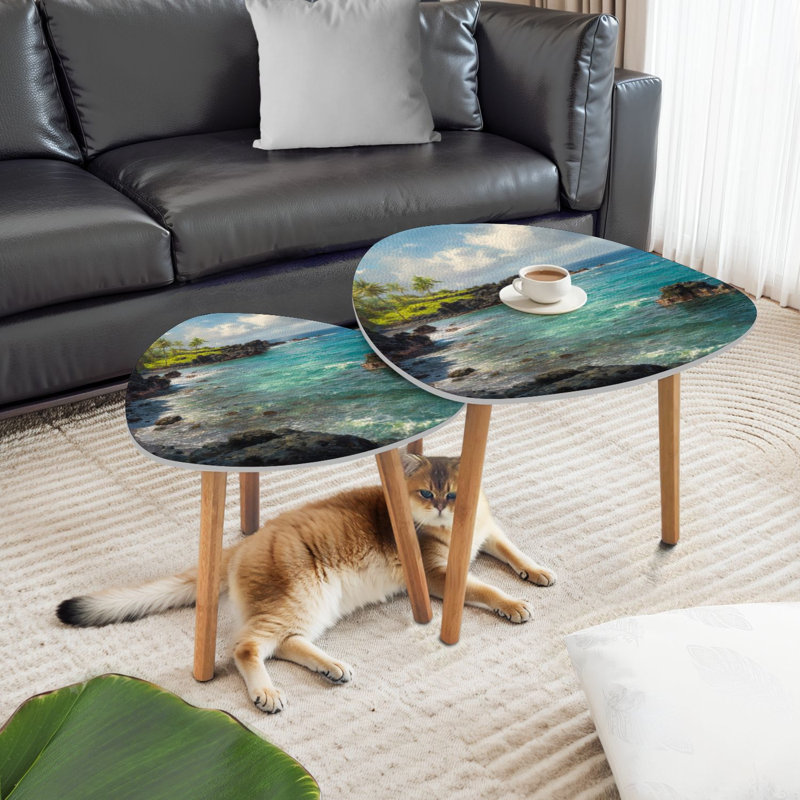 Ensemble de 2 tables basses gigognes Triangle Tropical