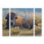 Ensemble de 3 panneaux - Jeff Hoff «Yellowstone Monarch Bison», art mural sur toile pour le salon, la chambre à coucher ou le bureau 
