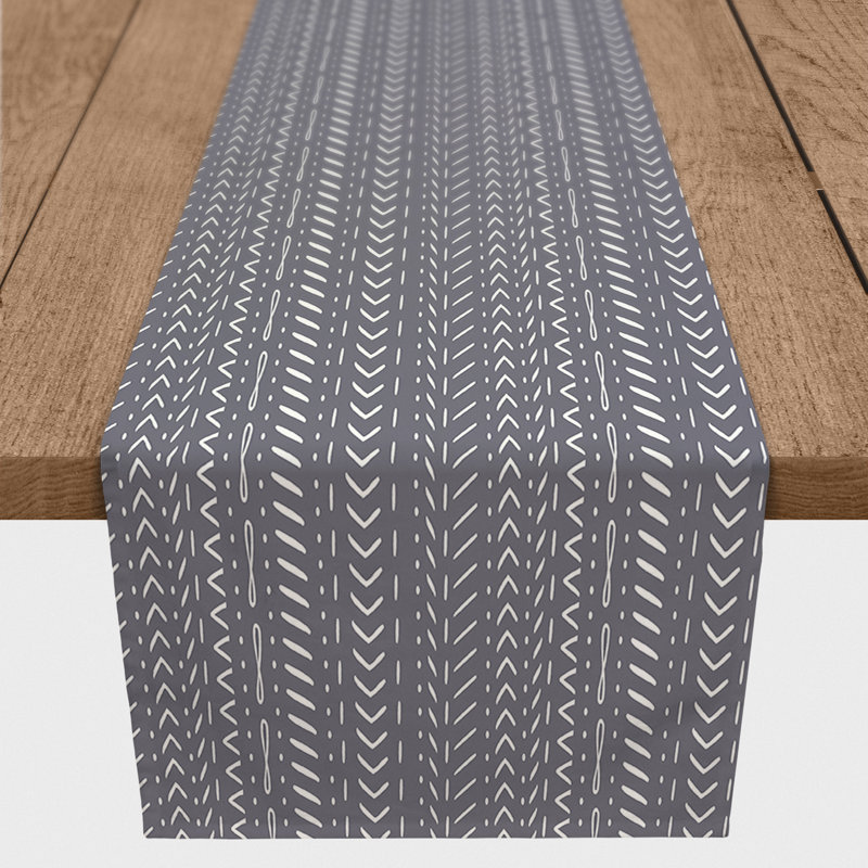 Foltz Striped Table Runner, Dark Gray, 72" x 16"