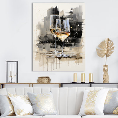 Verre noir et blanc Essence II - Champagne, art mural