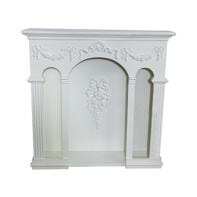 Beige Solid Wood Freestanding Fireplace