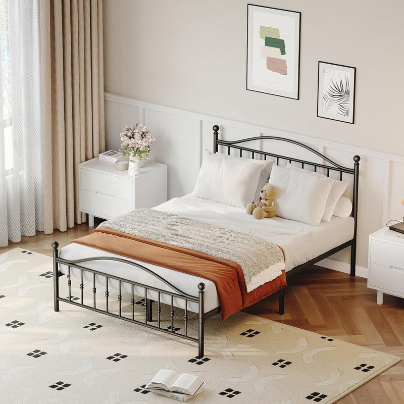 Structure de lit, structure de lit simple de 12,6 pouces avec rangement sous le lit, structure de lit plateforme en métal robuste, aucun sommier requis, sans bruit - assemblage facile