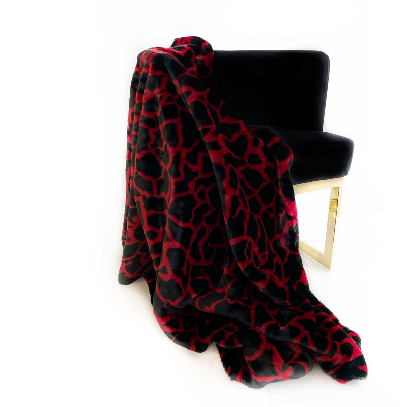 Couverture en fausse fourrure Plutus, L 96 po x L 110 po, Rouge