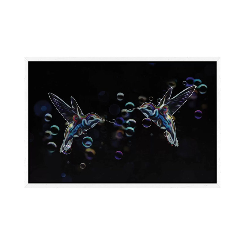 Hummingbirds 1 Piece Wall Art on Canvas, 66.04 cm H x 45.72 cm W, White Floater Framed