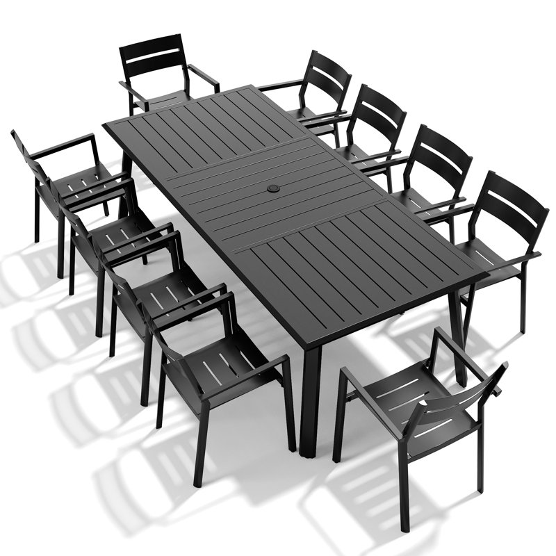 Ensemble repas pour 10 personnes tout aluminium rectangulaire