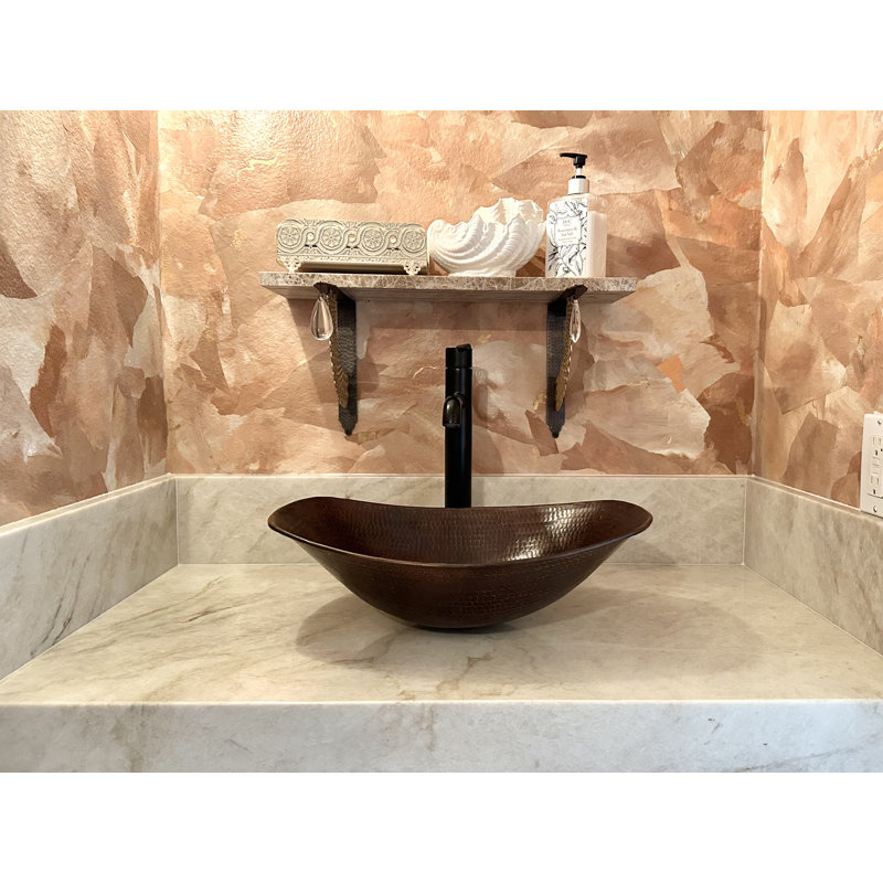 Évier de salle de bain en cuivre 17 po