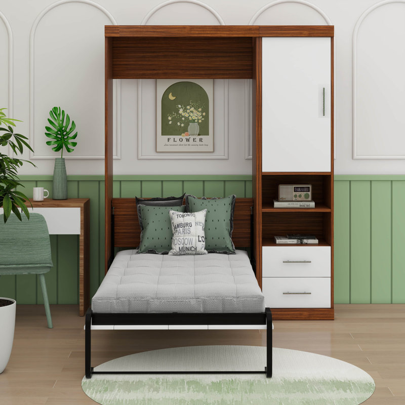 Lit escamotable simple avec armoire murale