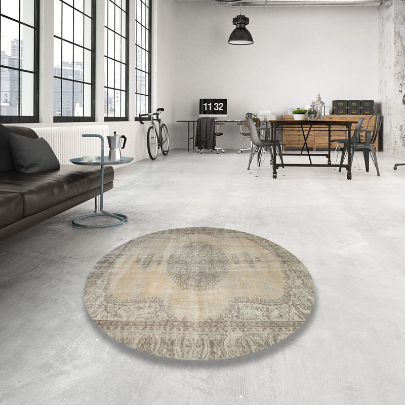 Tapis contemporain gris, Rond 4 pi