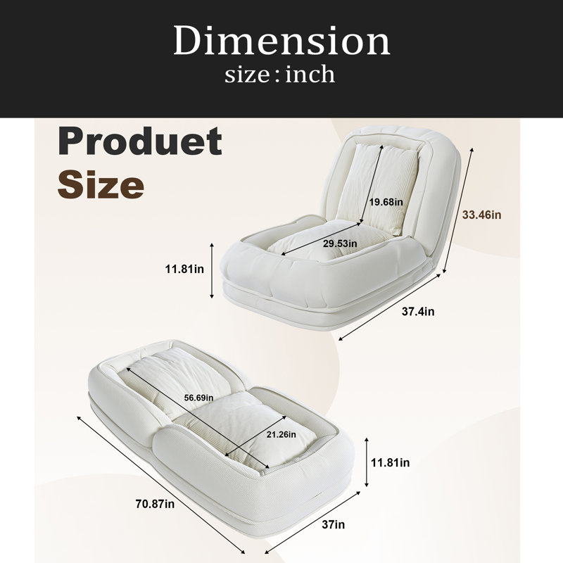 Lit rembourré pour chien pour adultes et animaux de compagnie, canapé-lit pliant avec 5 positions réglables, 2 coussins moelleux pour la chambre à coucher, le salon et le coin lecture