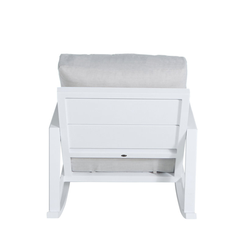 Avondale Wrought Aluminum Outdoor Rocker Chair by Summer Classics, Perigold Play Jungle, No Welt + Dream Fill, Chalk