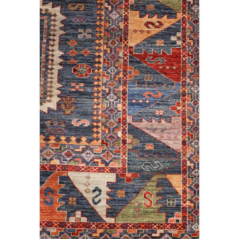 New Turkmen Afghan One-of-a-Kind Rectangle 9'3" X 12' Area Rug