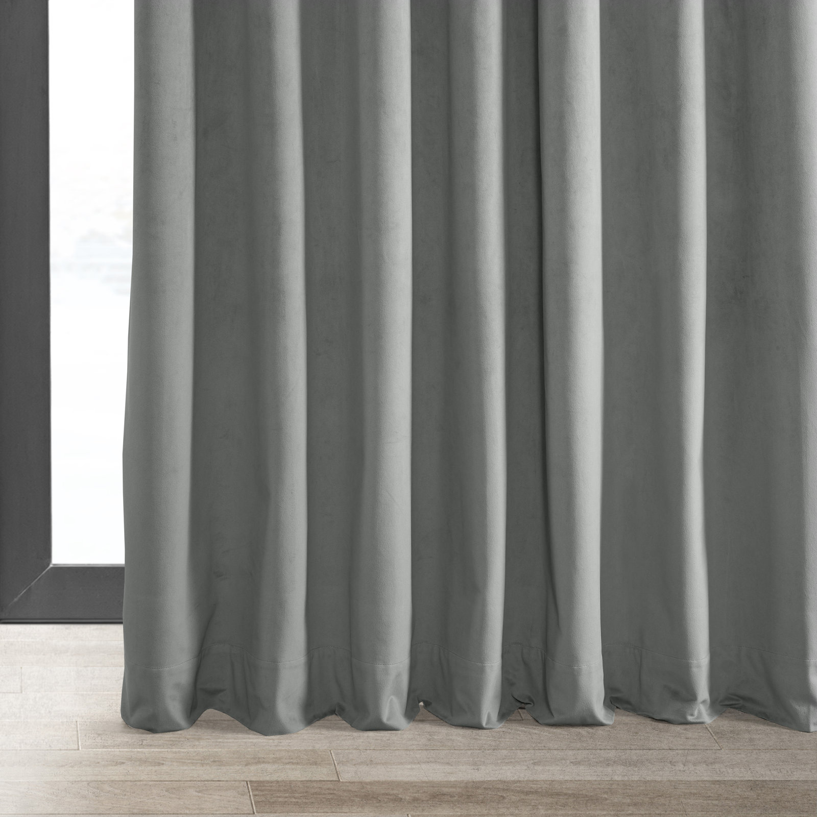 Indianapolis Extra Wide Blackout Velvet Curtain, 100" x 84", Silver Gray