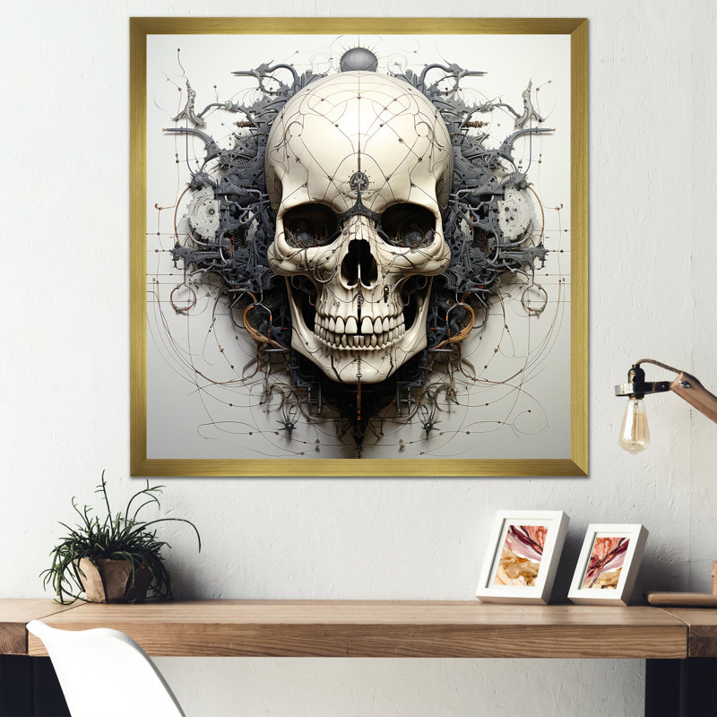 Art of the Skull II sur impression sur toile, Cadre doré simple, H 30 po x l 30 po x P 1 po