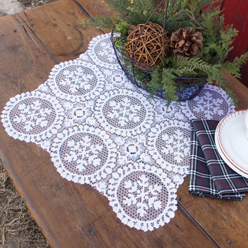 Whiteville Polyester Abstract Rectangle Doily