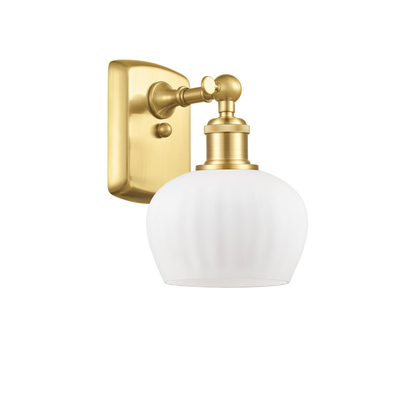Patrina Armed Sconce, Incandescent, Matte White, Satin Gold