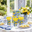Porte-ustensiles de style méditerranéen à carreaux bleu citron et couverts jaunes jetables pour les décorations de fêtes d'été et les centres de table de mariage