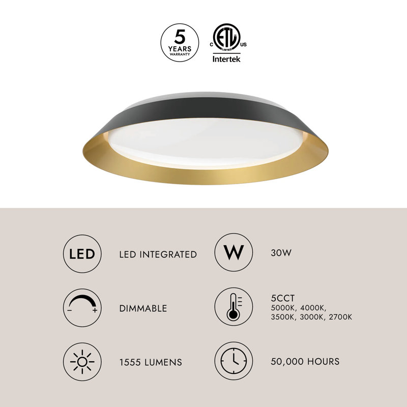 Jasper 1 - Light LED Flush Mount, Black/Gold