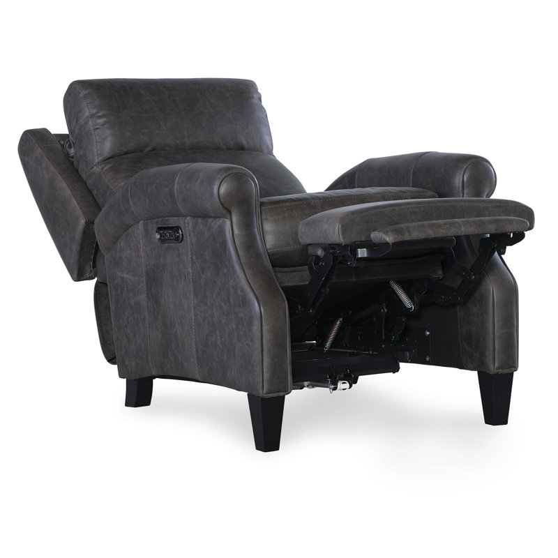 Oshia Upholstered Power Recliner with Articulating Headrest, Grey