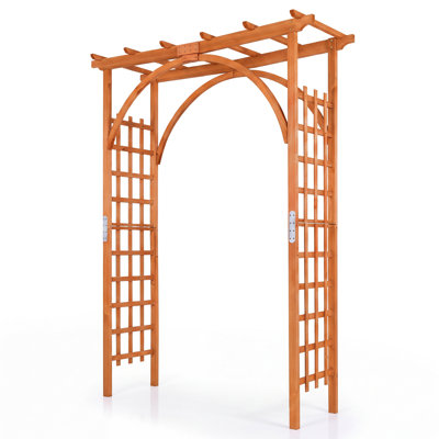 84" Outdoor Wood Arbor Natural Finish Arch Trellis Pergola Lattice