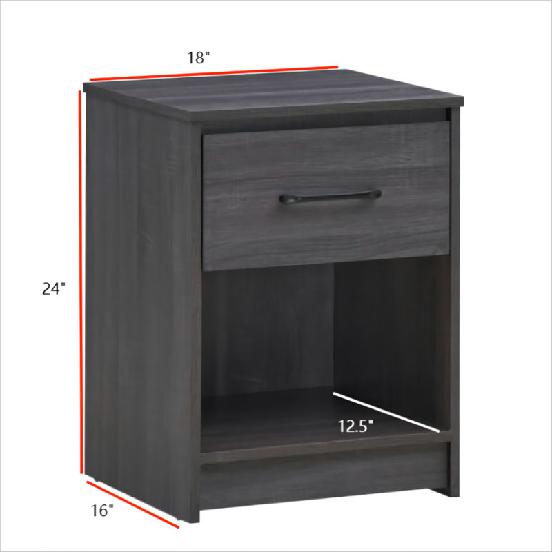 Jahidi 18'' W Nightstand, Black