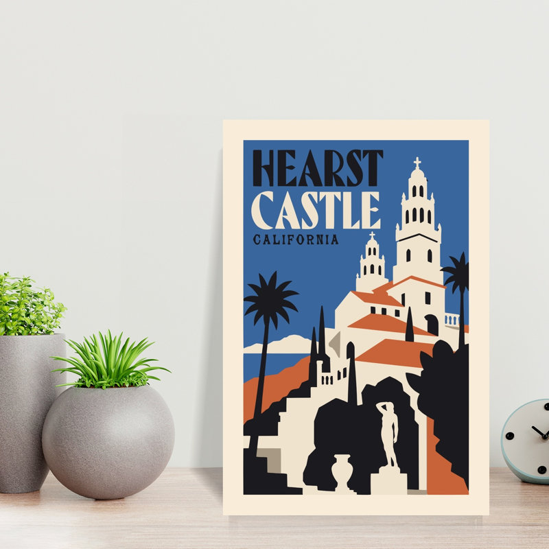 Hearst Castle, impression abstraite de palmier rétro, impression d'art mural côtier en Californie, H 18 po x l 12 po