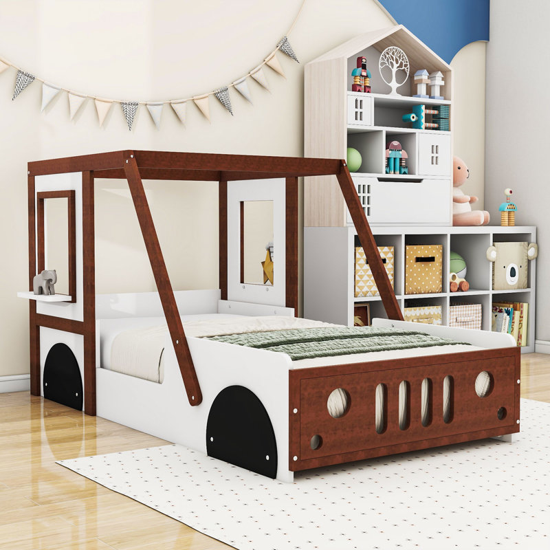Wood Twin Car Shaped Platform Bed for Boys,Girls and Teens