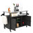 Large Outdoor Wicker Kitchen Island Cart With Stainless Steel Top, Wheels, And Ample Storage For Durable Use