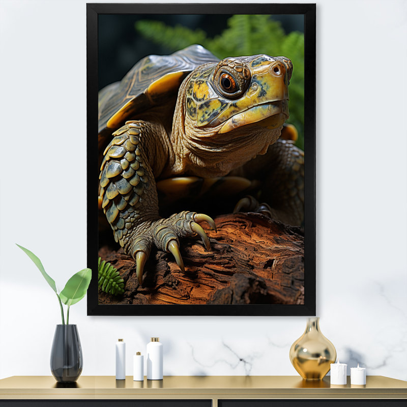 Gros plan sur une tortue vibrante, H 44 po x l 34 po x P 1,5 po, Cadre simple noir