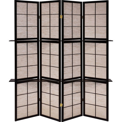 Cappuccino Finish 4 Screen With Tan Shelved Panels For Transitional Style Folding And Colors Functional Shelves