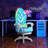 Hoffree Massage Ergonomic Gaming Chair with Bluetooth Speakers and RGB LED Lights-100105949