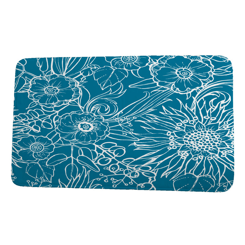 Tapis pour salle de bain Lemos, H 18 po x L 30 po, Bleu sarcelle