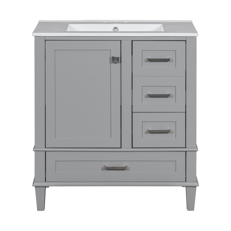 Meuble-lavabo autoportant 30 po, Argent, Gris
