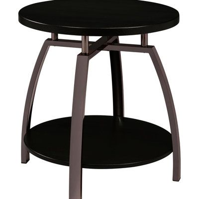 Contemporary Dark Grey End Table, Black Nickel Accents & Metal Base With Center Shelf, 23 Inches, Room Furniture Look Display Decoration Piece
