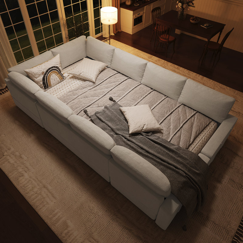 Canapé modulaire en U Seybert, H 36 po x l 110,2 po x P 83,4 po, Chenille beige