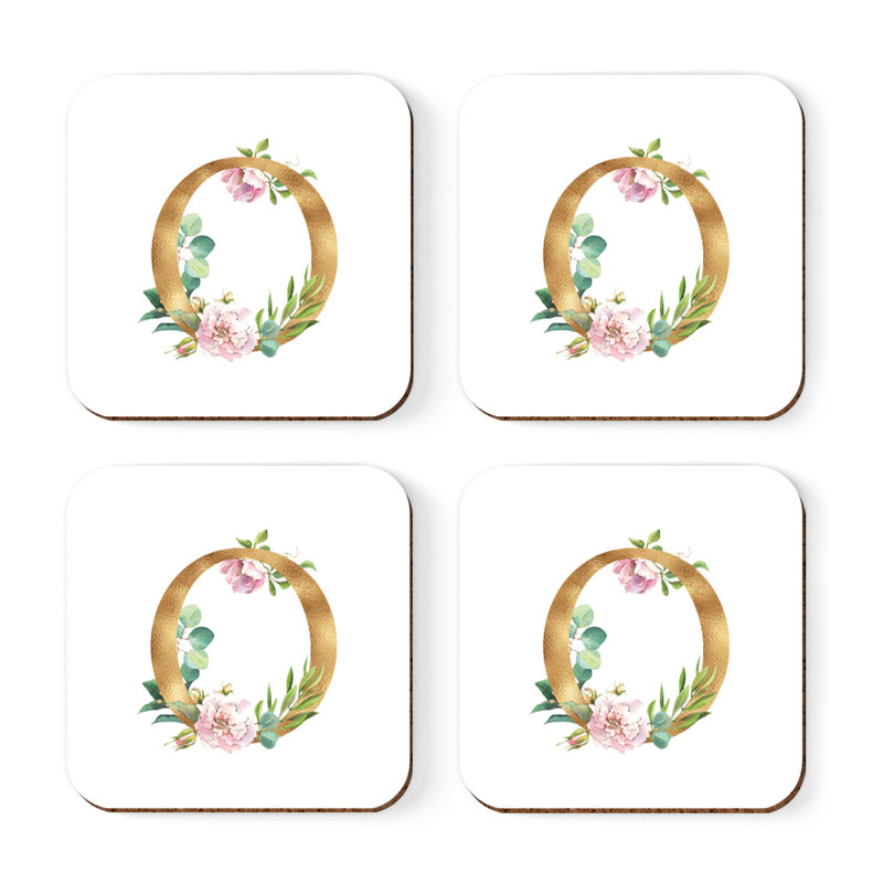 Sous-verre de lettre initiale à monogramme Lush Bloom, O