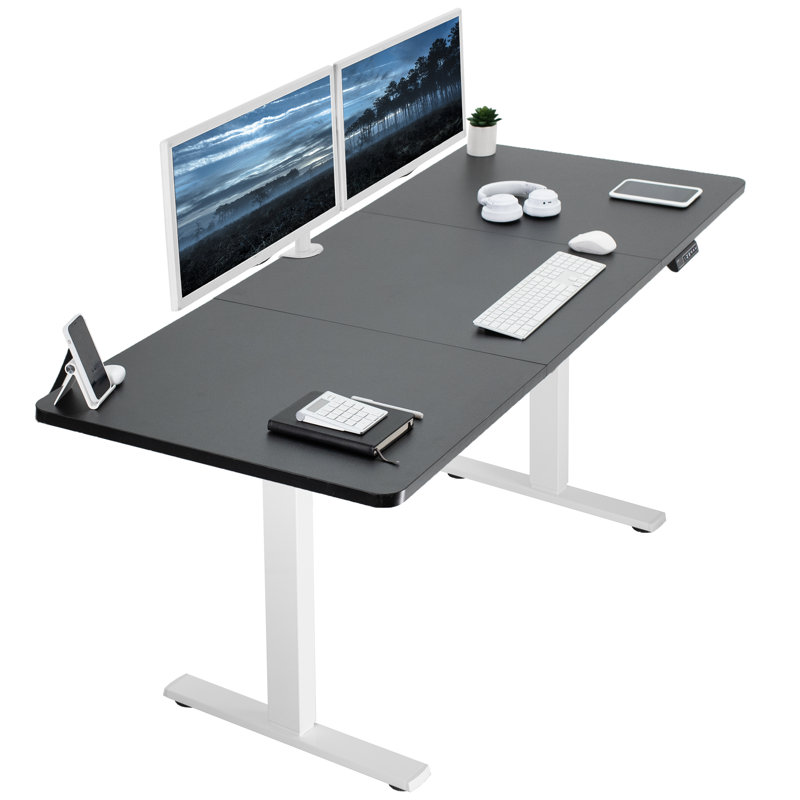 Vivo Electric Height Adjustable 71" Black Standing Desk with Memory Presets