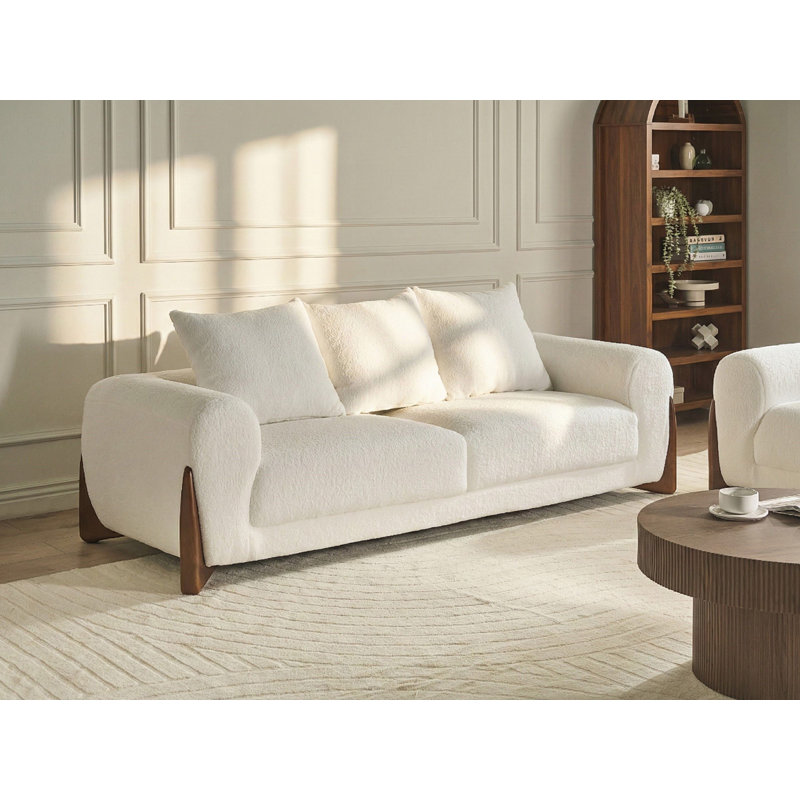 Tavin 3 - Piece Living Room Set, White Boucle