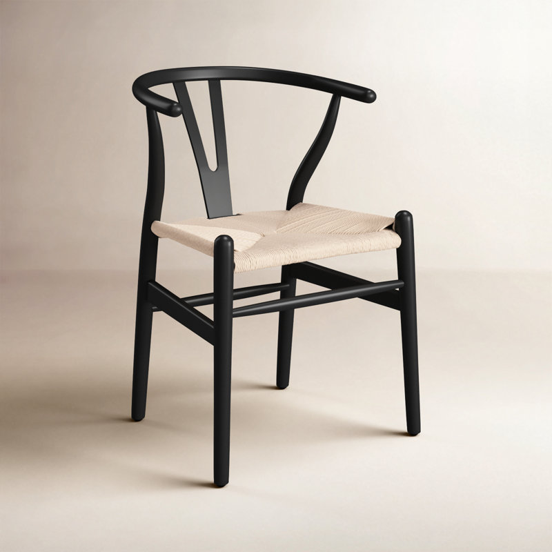 Chaise en bois massif Wyn, Noir / Naturel, 1