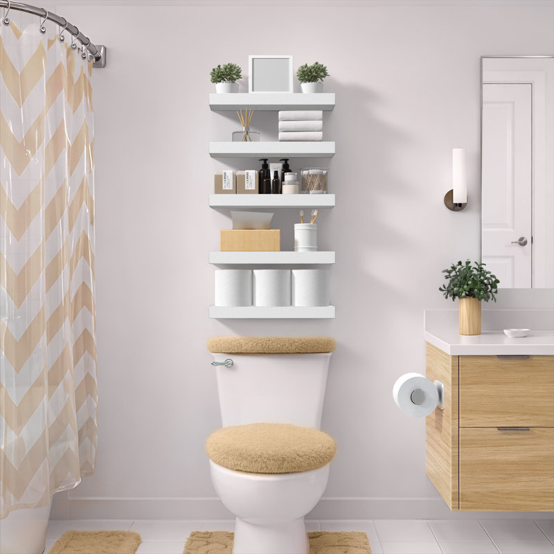 Sorbus 16" Long Floating Shelves with Invisible Mounting Set of 2 - White, White