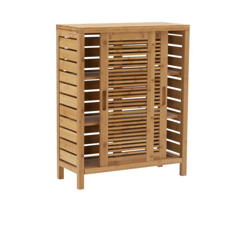 Ayden Solid Bamboo Wood Freestanding Bathroom Cabinet