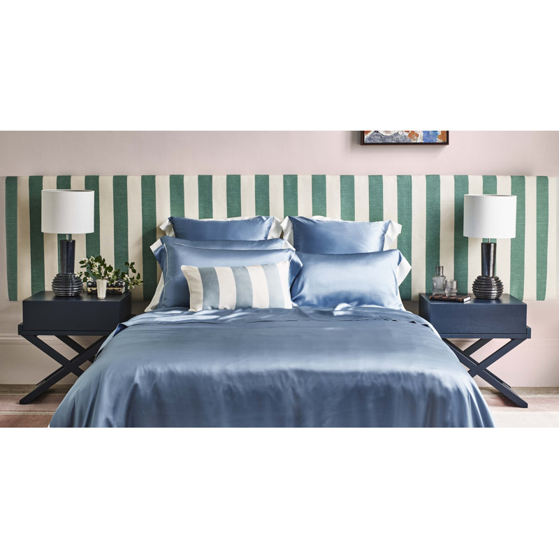 Silk Pillowcase Standard 20"x30" Summerhill Blue & Ivory Trim, Standard