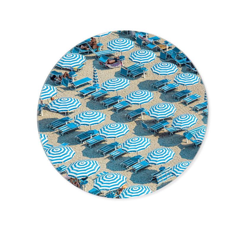 Umbrella Landscape Nautical and Coastal Round Acrylic Art by Oliver Gal, 24" H x 24" W