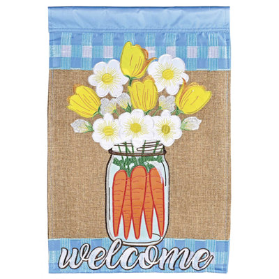 Flag Welcome Tulips 13x18