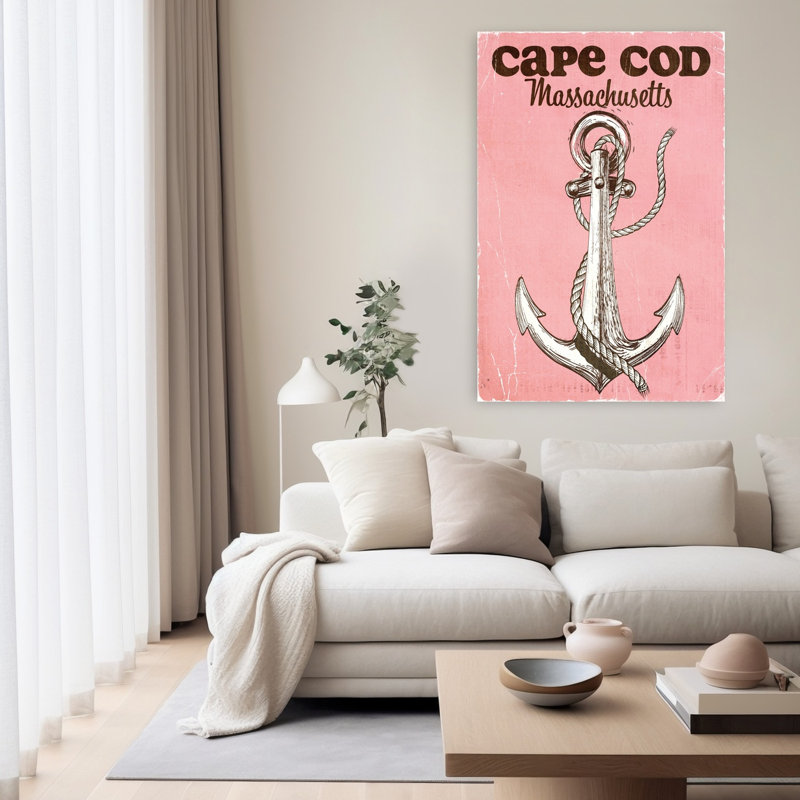 Cape Cod, ancre rétro, art mural rétro, H 60 po x l 40 po