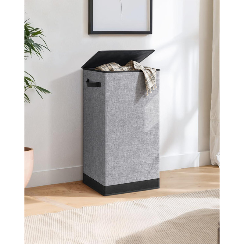 Laundry Hamper With Lid 100L Large & Tall Collapsible Laundry Basket, Clothes Hamper With Bag Removable Easy To Carry, Dirty Hampers For Bedroom, Bathroom, Dorm, College, Grey