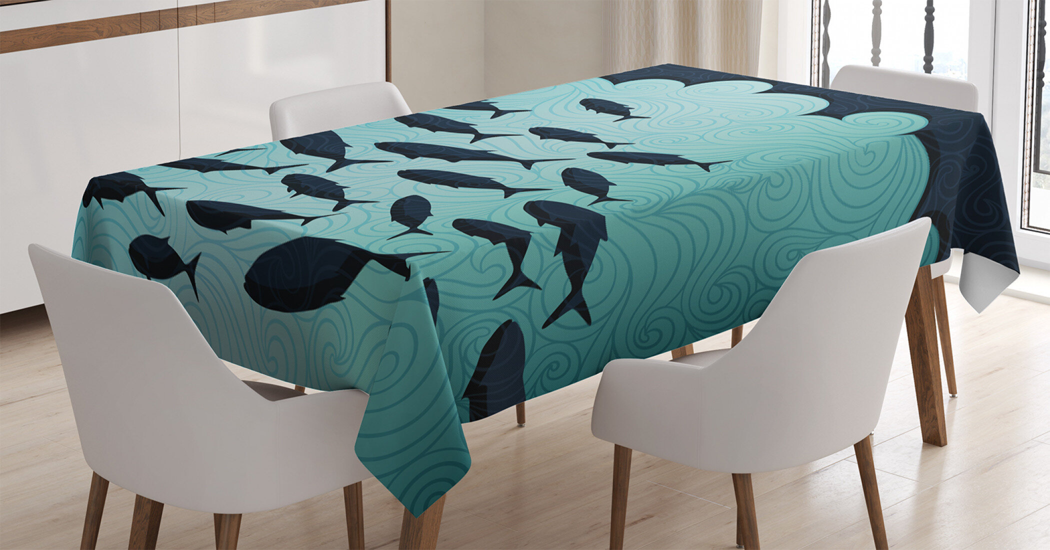 Bless international Fish Rectangle No Pattern Polyester Tablecloth
