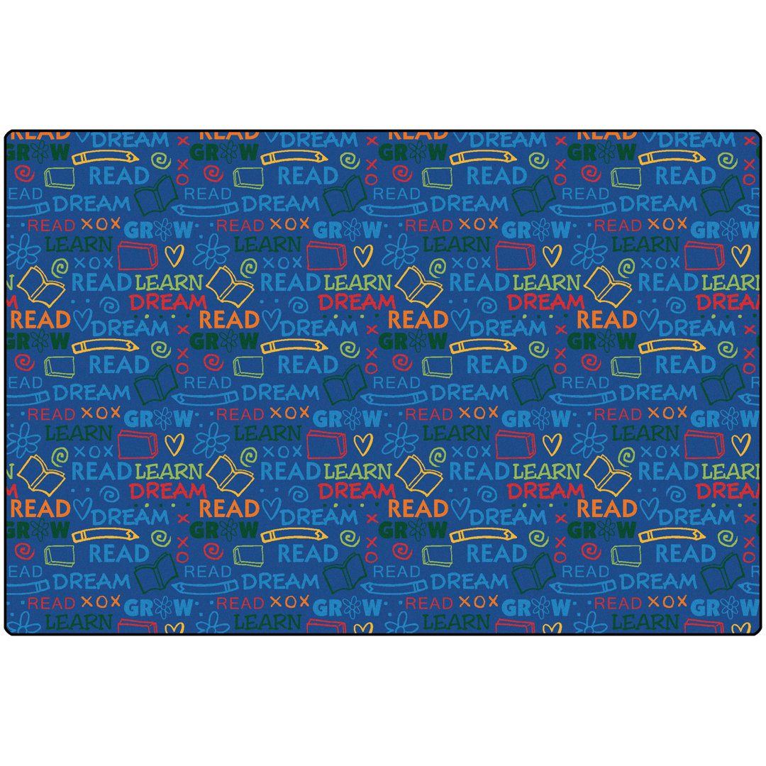Read To Dream Pattern Premium Tufted Blue Area Rug Carpets for Kids Rug 