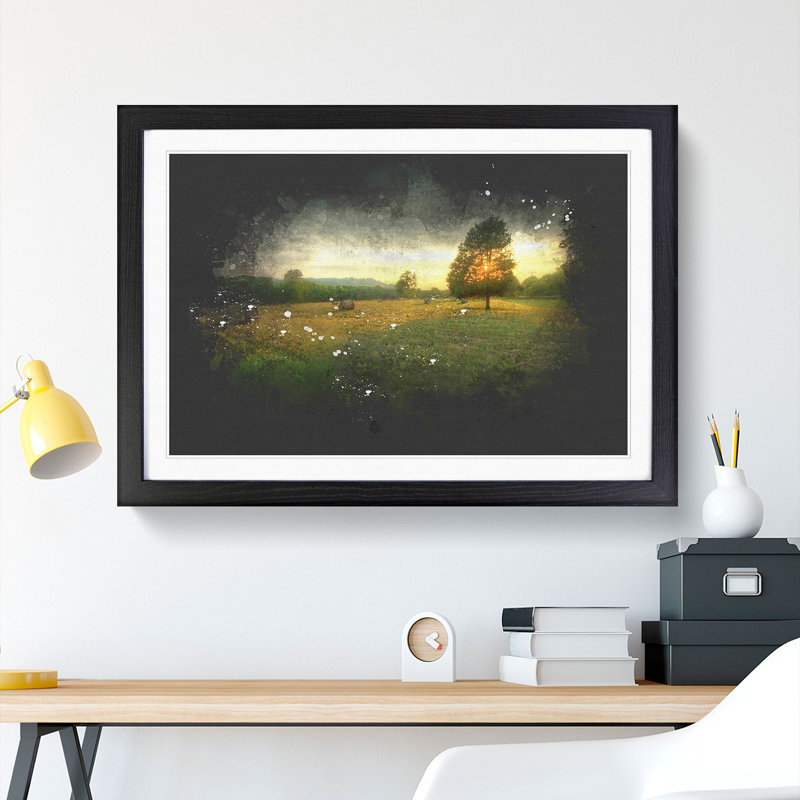 Countryside View - Picture Frame Painting, Black, 48cm H x 65cm W x 2cm D