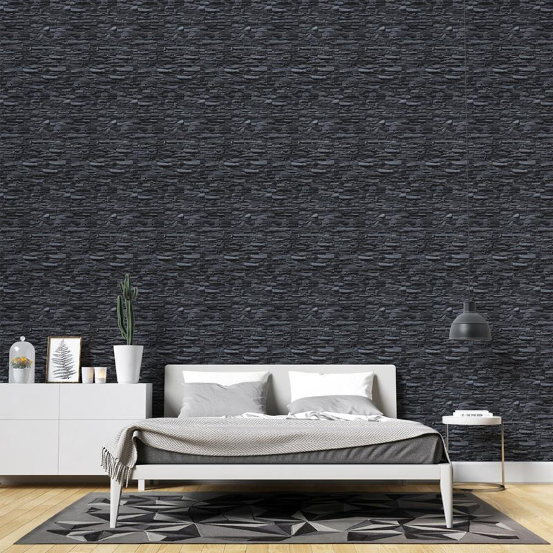 Black Stone Peel & Stick Wallpaper NP070
