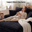 Chaise longue rembourrée 59 po, canapé-lit surdimensionné en peluche avec 4 coussins pour le salon - Noir de jais-1462204810